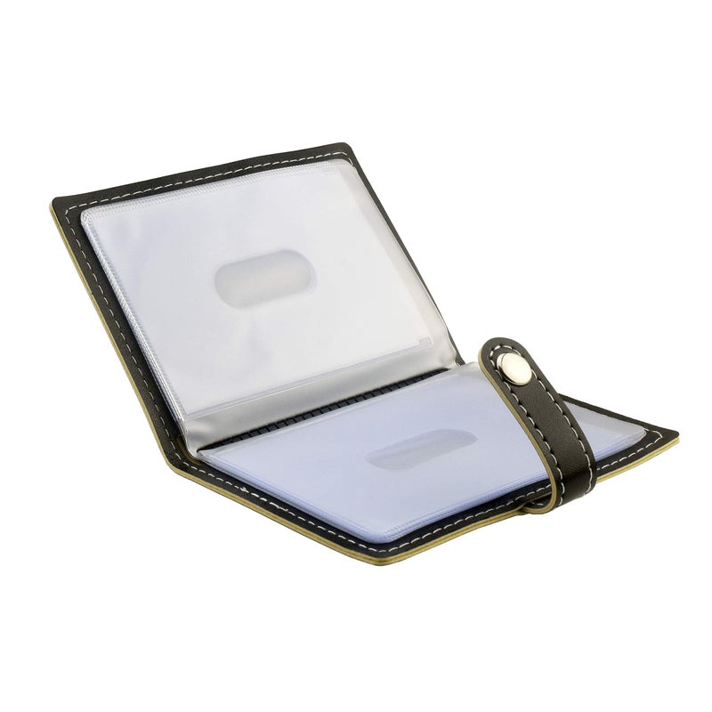 Karlling credit card holder, credit card wallet for women/man soft leather business card holder card case organizer bag with 20 card sleeves inside(Black) - Image 2